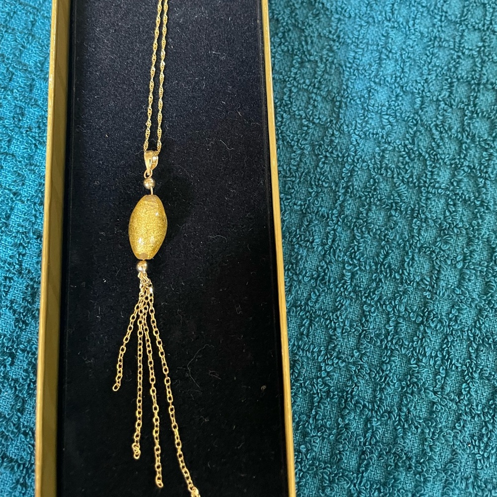 14k Italy Gold  Necklace with Glass Bead